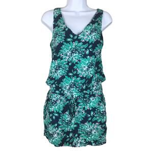 Splendid Romper Shorts‎ Jumpsuit Wild Green Floral Blossom V-Neck Women's S